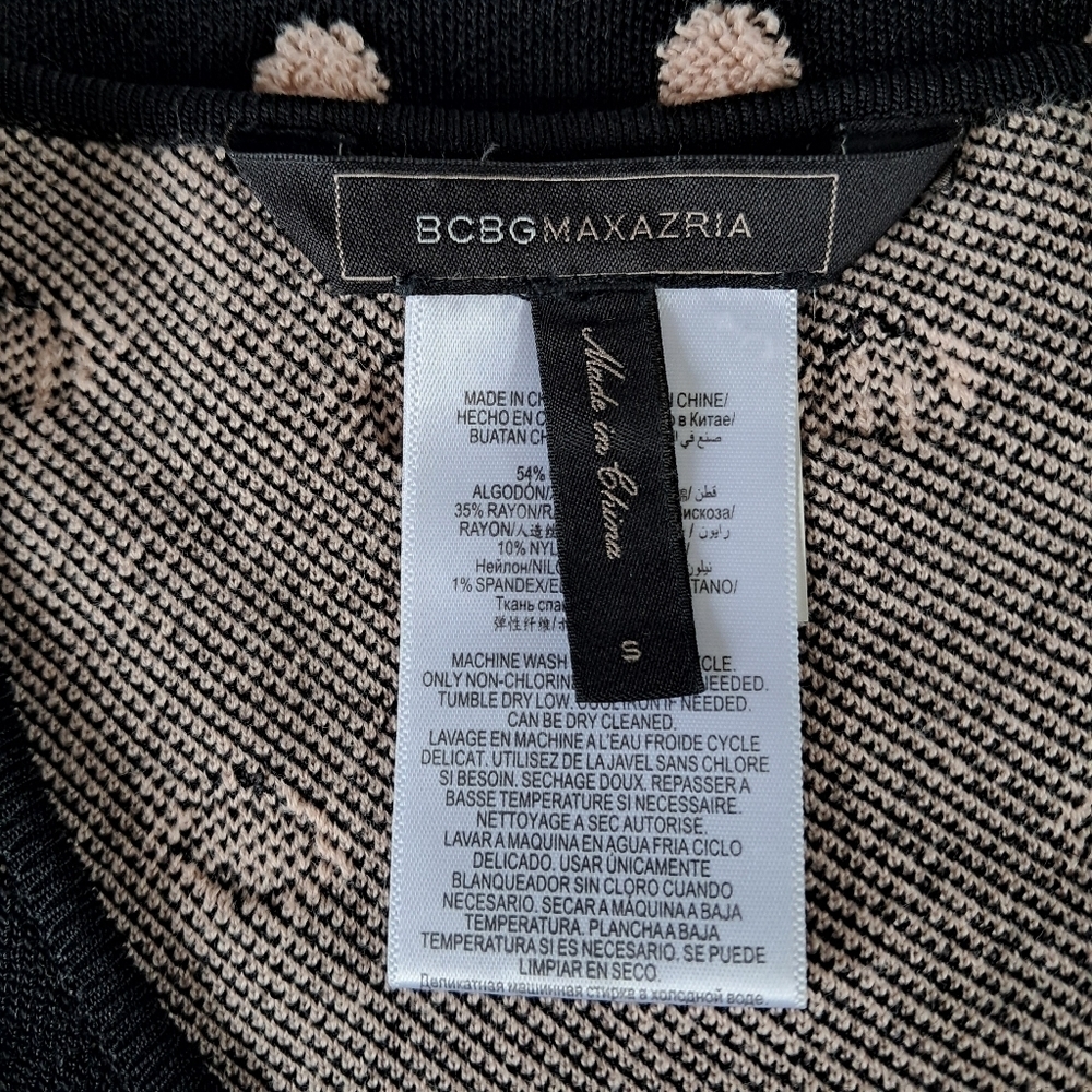 BCBG Maxazria Black/Beige Polka Dot Sleeveless Bodycon Dress Size Small - Picture 4 of 8